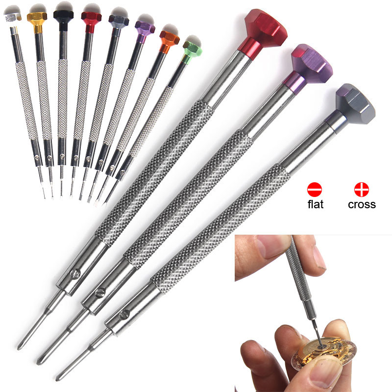 Electronics Repair Service - 0.6-2.0มม.สแตนเลสสตีลอัลลอยด์ไขควงสำหรับนาฬิกาซ่อมโทรศัพท์มือถือแบน Phillips ไขควง Cross Awl เครื่องมือช่างซ่อมนาฬิกา