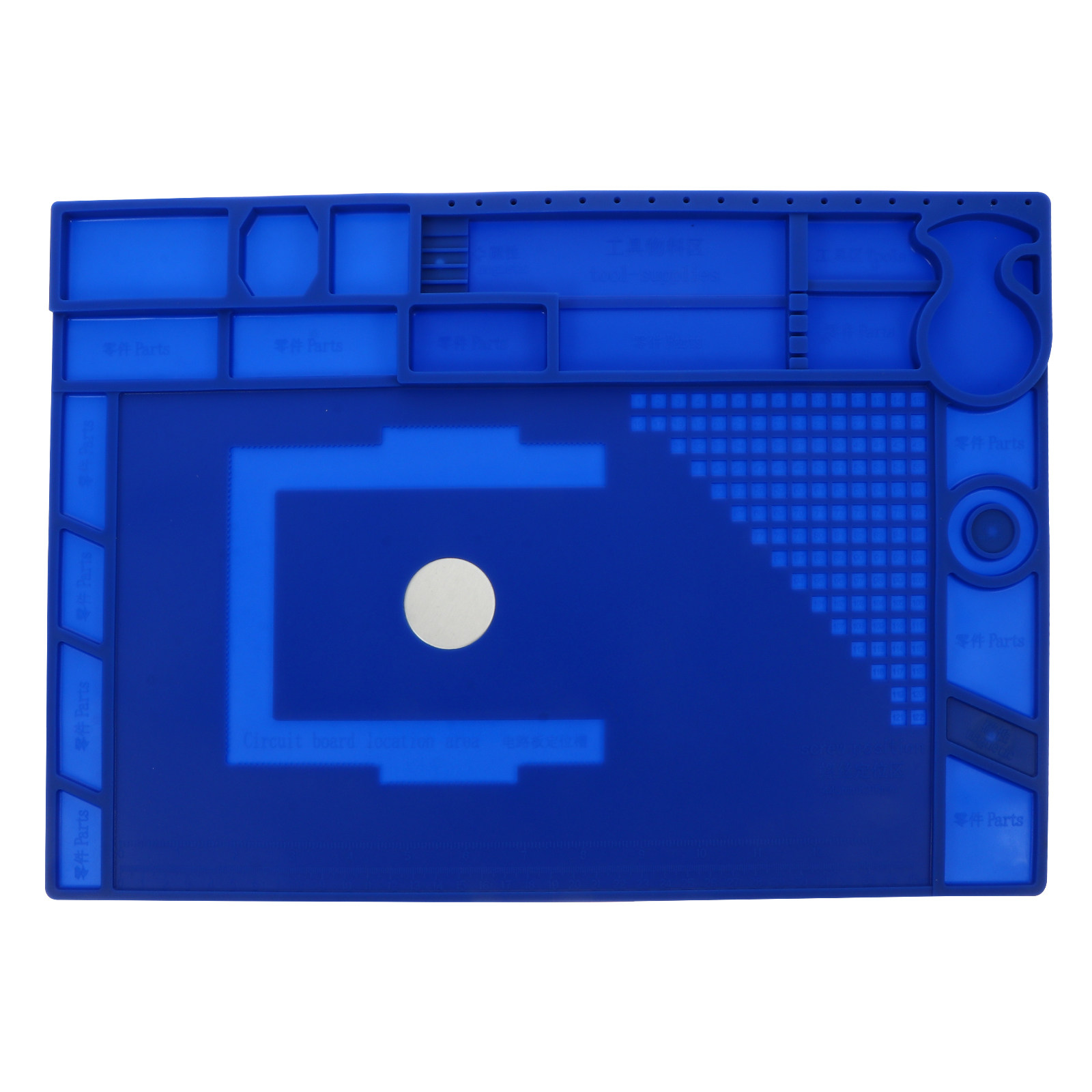 Electronic Repair - แผ่นรองซ่อมอุปกรณ์อิเล็กทรอนิกส์ซิลิโคนขนาดใหญ่พิเศษ พร้อมช่องเก็บชิ้นส่วนแม่เหล็กในตัว ฉนวนกันความร้อน กันลื่น สำหรับงานที่ต้องการความแม่นยำ